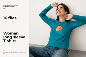 16 Woman long sleeve t-shirt mockups