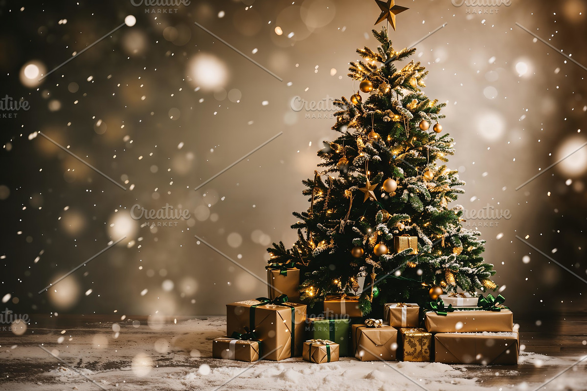 Falling Snow Christmas Tree Backdrop, a Background Photo by Winwin Design Art (Photo 2 of 2)