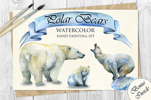 Polar Bears Watercolor Set