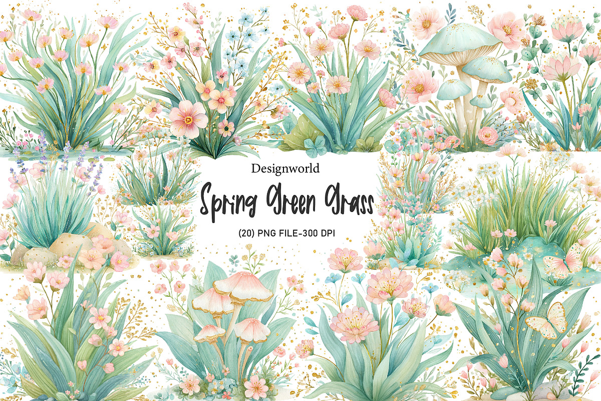 Spring Green Grass Clipart, an Illustration by Designworld (Photo 1 of 8)