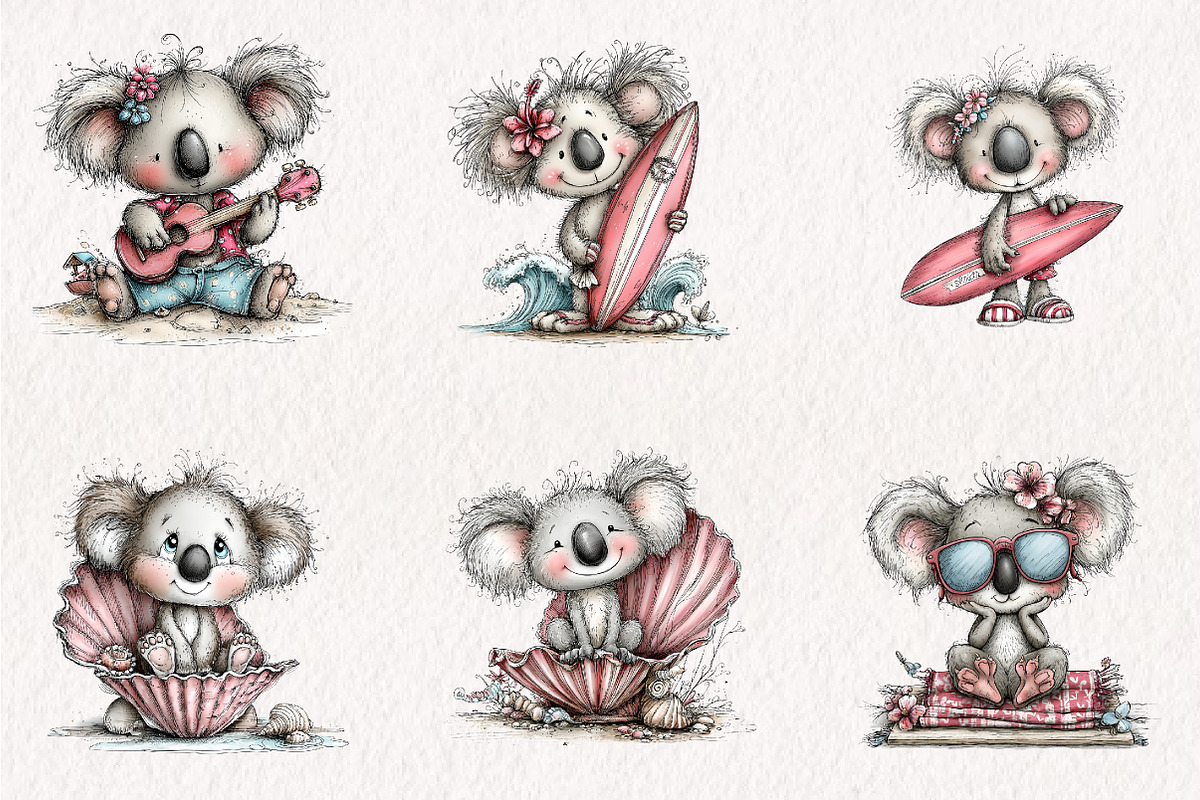 Summer Beach Koala PNG Clipart, an Animal Illustration by CreationArt (Photo 3 of 7)