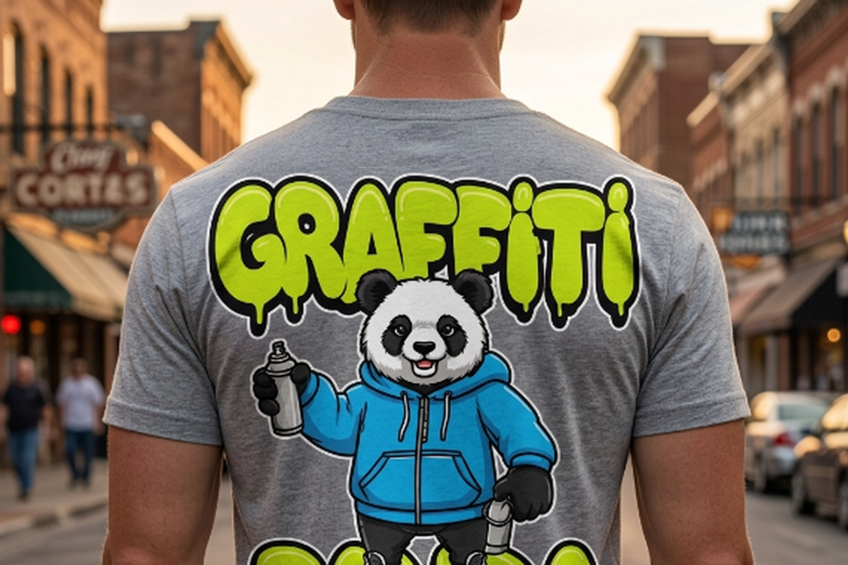 Graffiti Panda Spray Artist, a Shirt Mockup by Vector Stall (Photo 14 of 14)