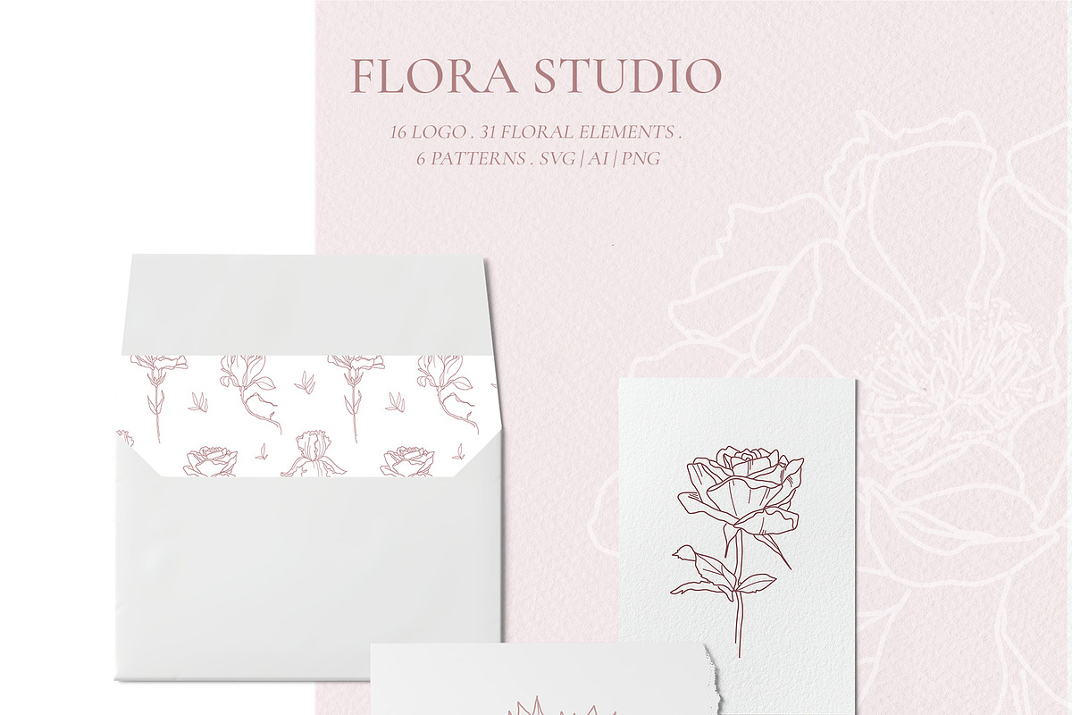 Floral logo and botanical elements, a Branding & Logo Template by Summer Nightingale Art (Photo 2 of 9)