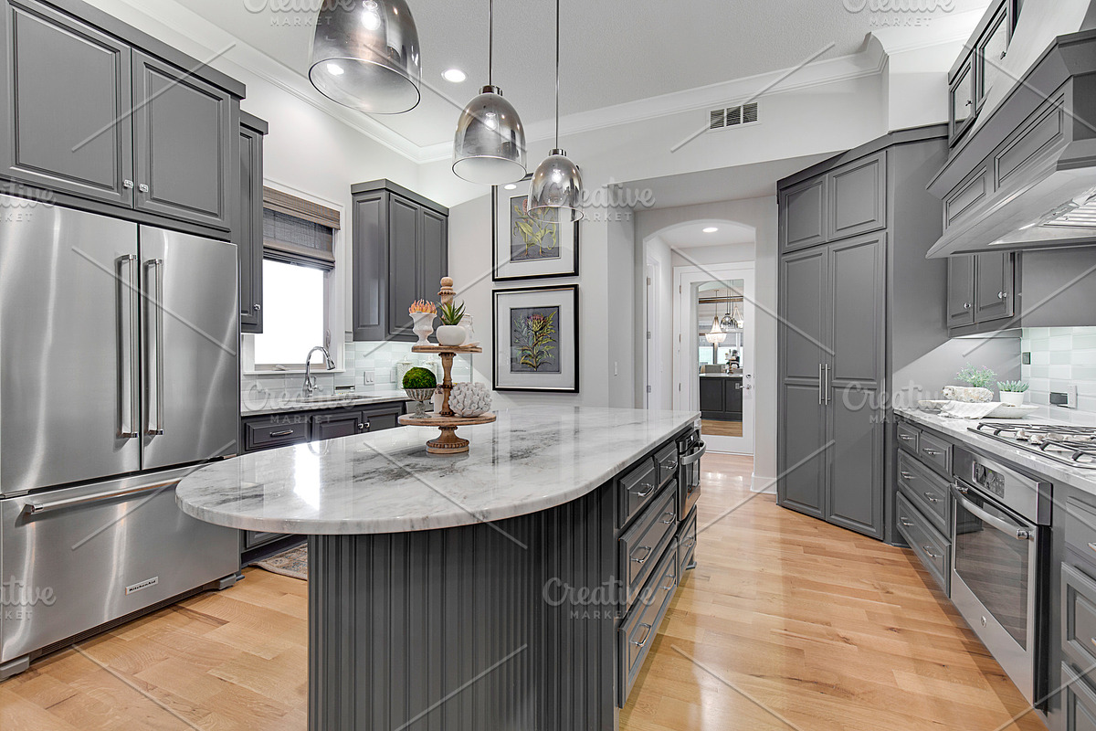 Gray and White Modern Kitchen, an Architecture Photo by Water Street Photography (Photo 2 of 2)