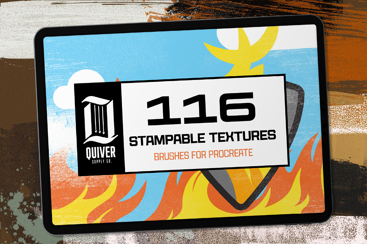 116 Stampable Procreate Textures, a Brush Add-On by Quiver Supply Co. (Photo 1 of 9)