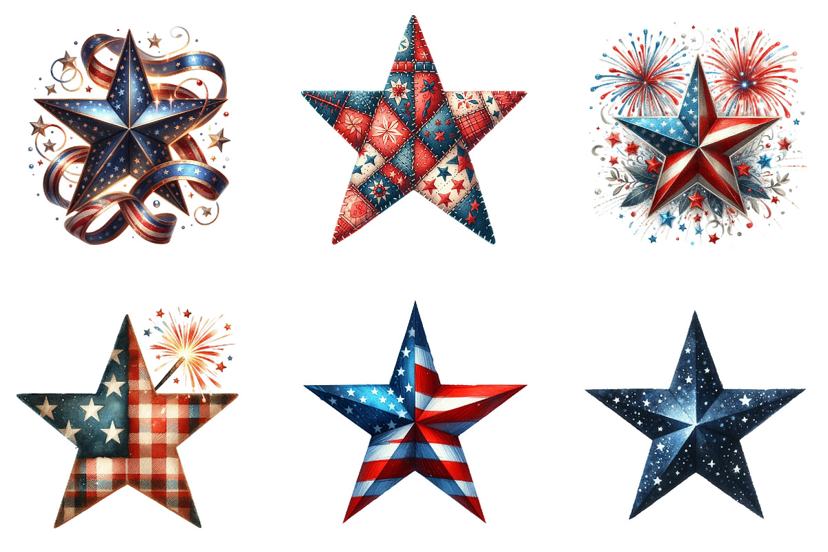 4th of July Star Clipart, an Illustration by DreamArtGraphic (Photo 3 of 4)