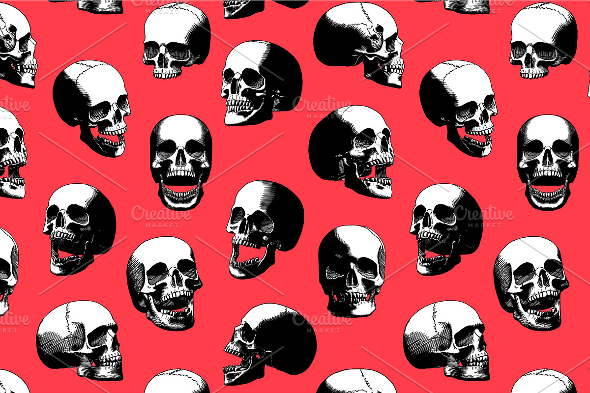 Vector Engraved Skulls Set, an Illustration by Andres M Rodriguez (Photo 5 of 5)