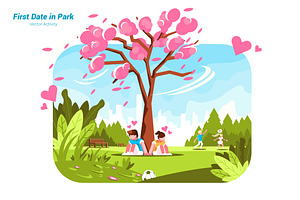 First DateInPark-Vector Illustration