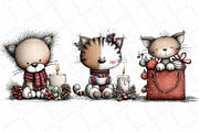 Whimsical Christmas Black Cat Clipar, an Illustration by DreamPrint404 (Thumbnail 2 of 7)