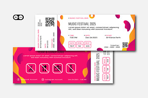 Pink Yellow Gradient Music Ticket, a Templates & Theme by Siska Arista