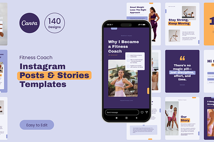 Bold Fitness Coach Instagram, a Social Media Template by Mirely Creative Co