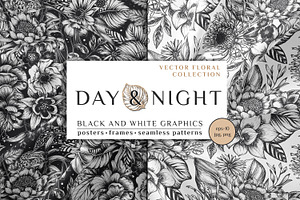 Day and Night. Vector Floral Set, a Pattern Graphic by Molly art