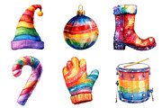 Watercolor Funky Christmas Clipart, an Illustration by Daily.Designs (Thumbnail 3 of 5)