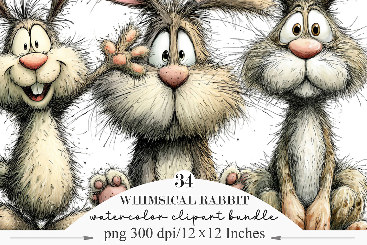 Whimsical Rabbit Clipart, an Illustration by Designking (Photo 1 of 5)