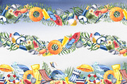 Sunny Beach Borders Watercolor, an Illustration by NATASHA CHU (Thumbnail 3 of 4)