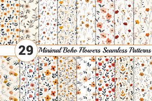 Minimal Boho Flowers Seamless, a Pattern Graphic by Canvas Craft