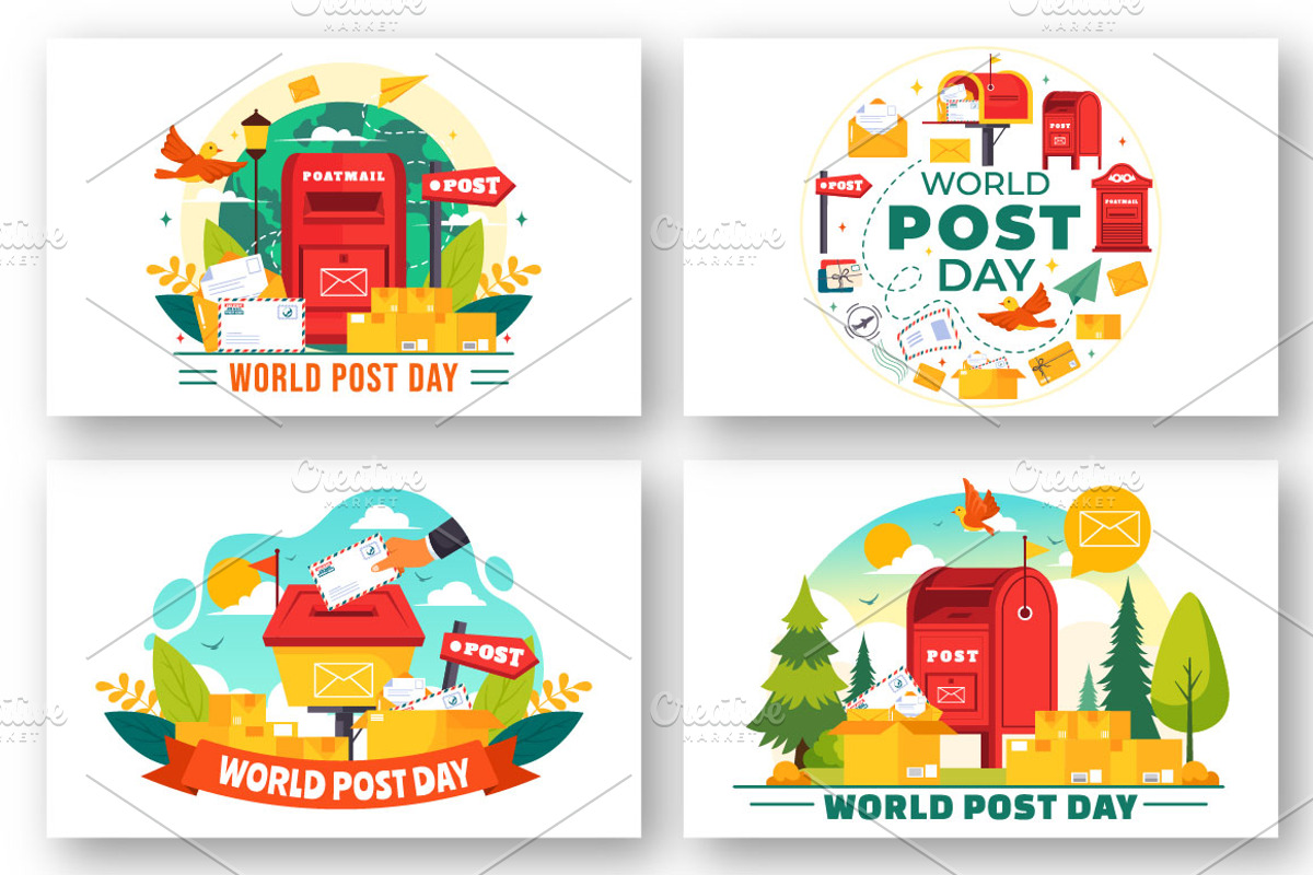12 World Post Day Illustration, an Object Illustration by denayunebgt (Photo 4 of 4)
