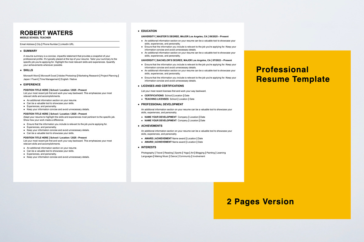 Teacher Resume Template, a Resume Template by KHIDD (Photo 3 of 4)