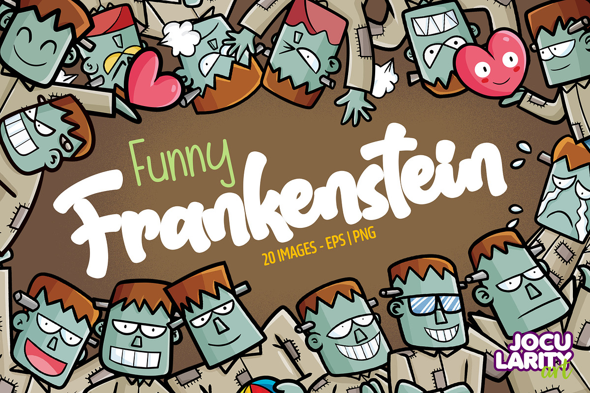 Funny Frankenstein Cartoon Vector, a Seasonal Illustration by Jocularity Art (Photo 1 of 3)