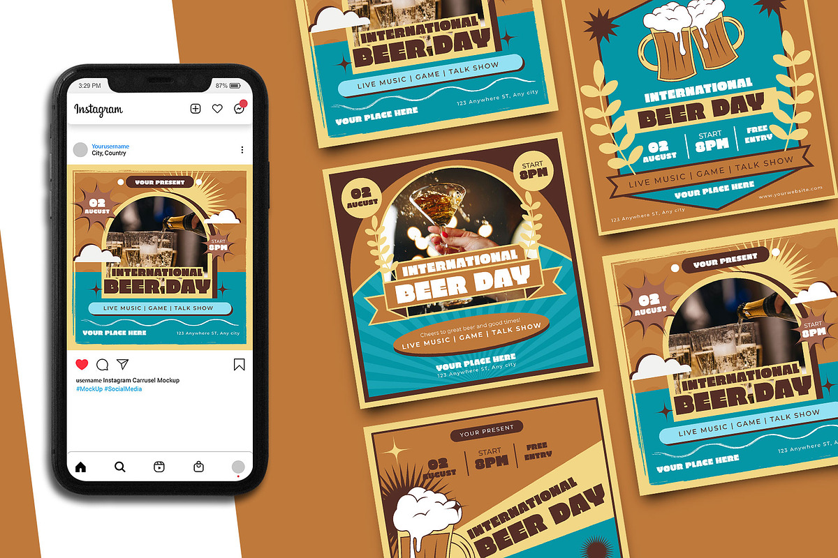 Beer Day Instagram Post Template, a Social Media Template by Artnivora.Std (Photo 1 of 5)