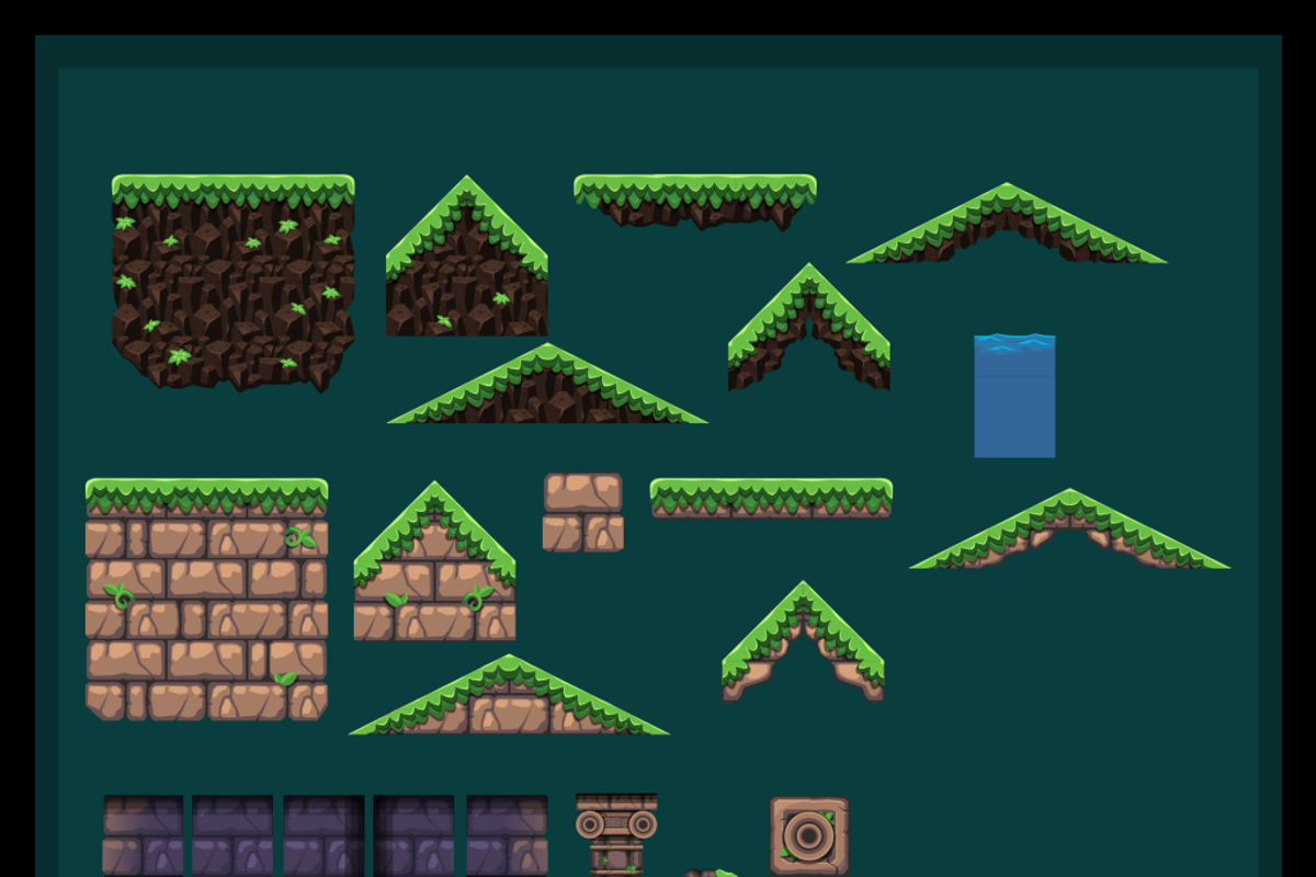 Jungle Temple Platformer Tileset, an Object Graphic by pzUH (Photo 3 of 5)