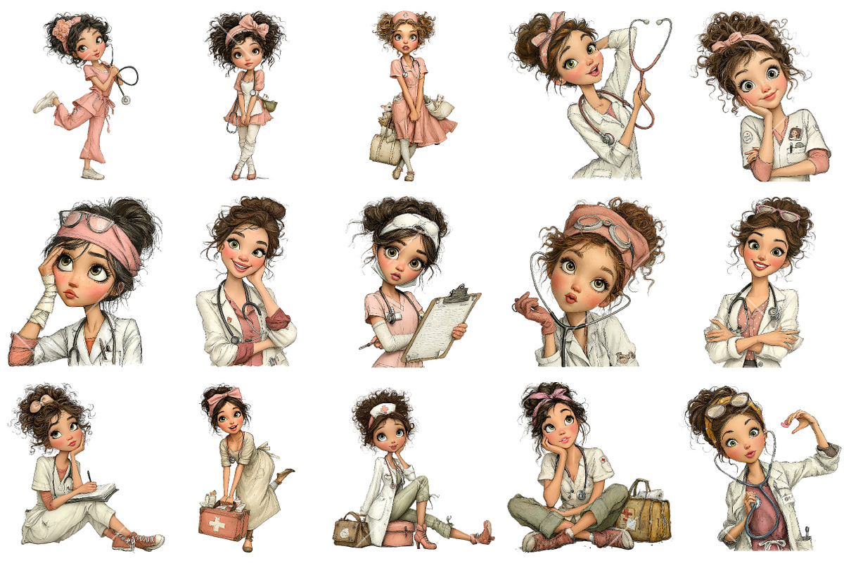 Whimsical Nurse PNG Clipart, an Illustration by OK Design (Photo 3 of 6)