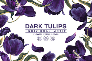 Dark Tulips Vector Set