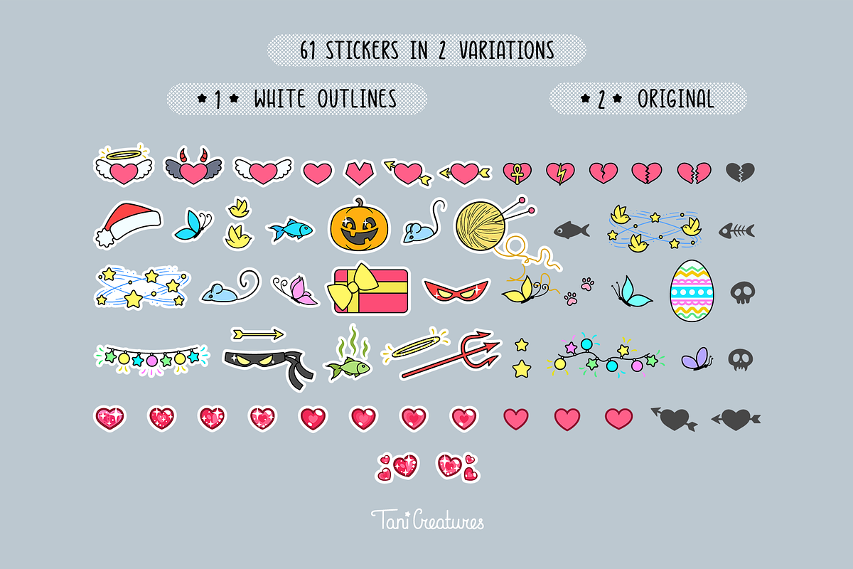 Kawaii cats | Clipart & patterns, an Illustration by TaniCreatures (Photo 8 of 11)