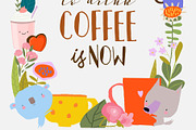 Animals Sitting With Cups of Coffee, a Food Illustration by Maria Starus (Thumbnail 1 of 3)