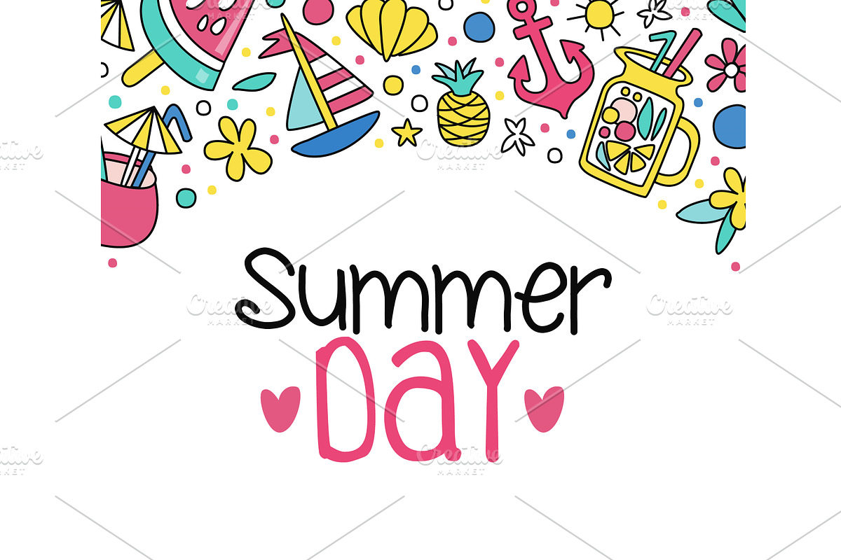 Colorful Summer Vacation Card, an Object Illustration by TopVectors