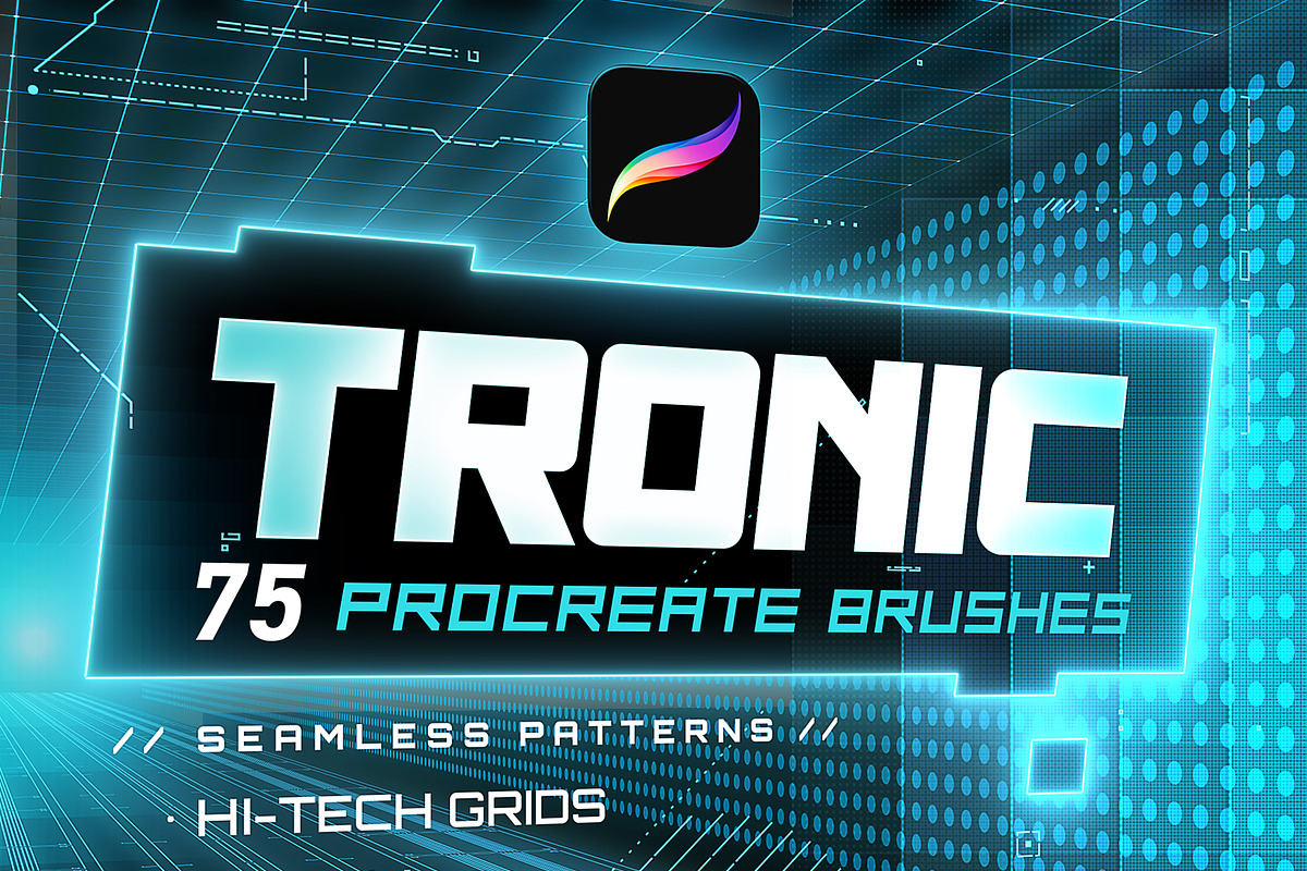 T R O N I C - 75 Procreate Brushes, a Brush Add-On by Hello Trilly (Photo 1 of 7)