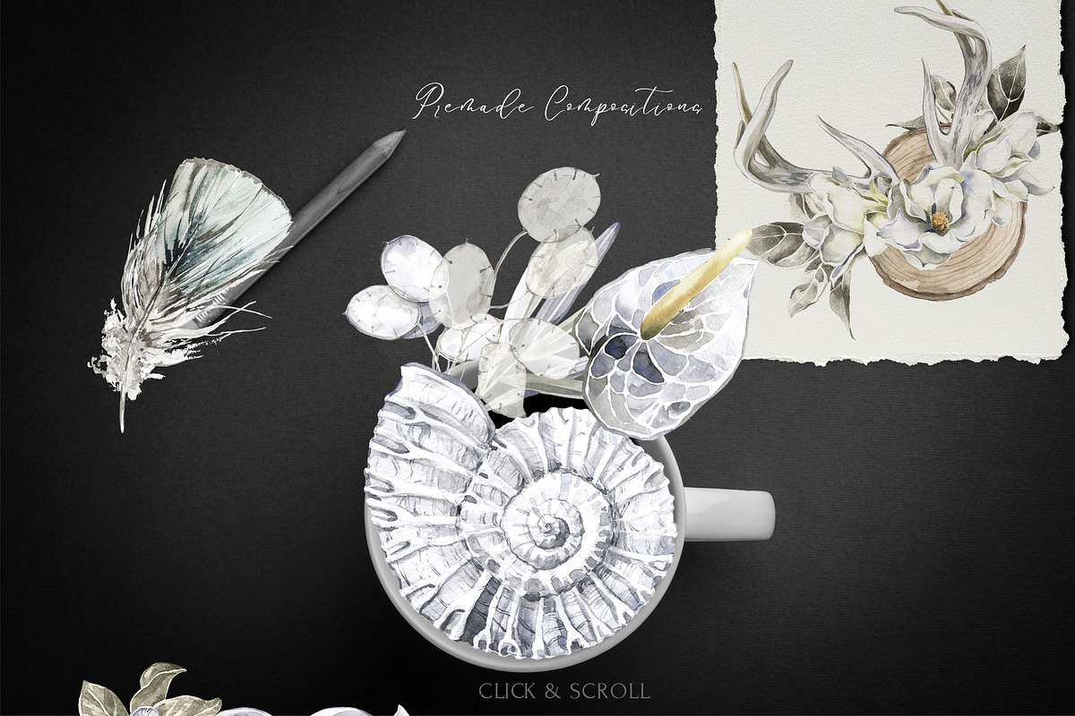 White Antique Aesthetics Watercolor, a Texture Illustration by Cat In Colour (Photo 2 of 10)