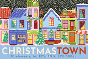 CHRISTMAS TOWN: clipart, a Seasonal Illustration by Elliko shop (Thumbnail 1 of 6)