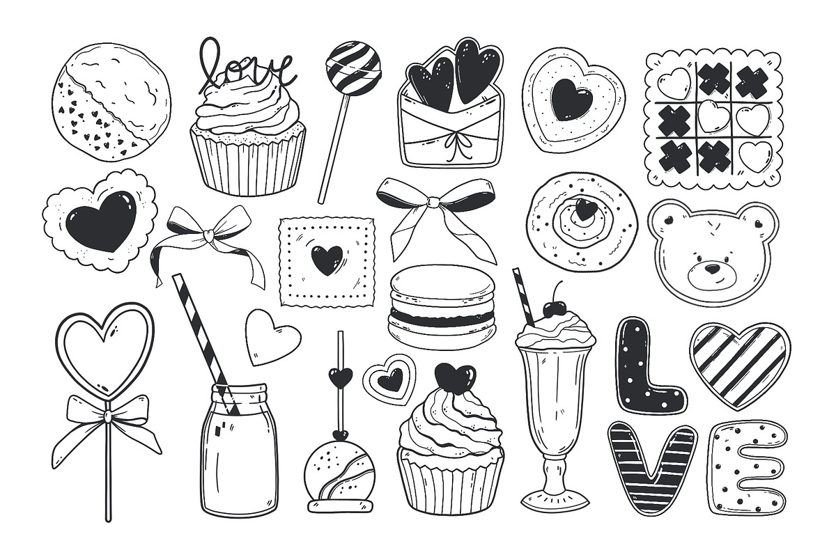 Hand-Drawn Valentine Sweets Doodle, an Object Graphic by ArtGiftsStudio (Photo 3 of 4)