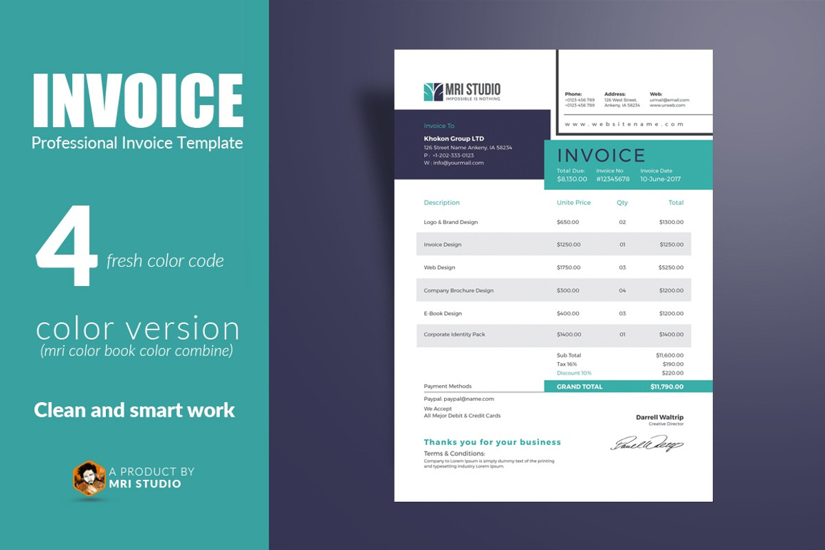 Creative Invoice Template, a Stationery Template by MRI STUDIO