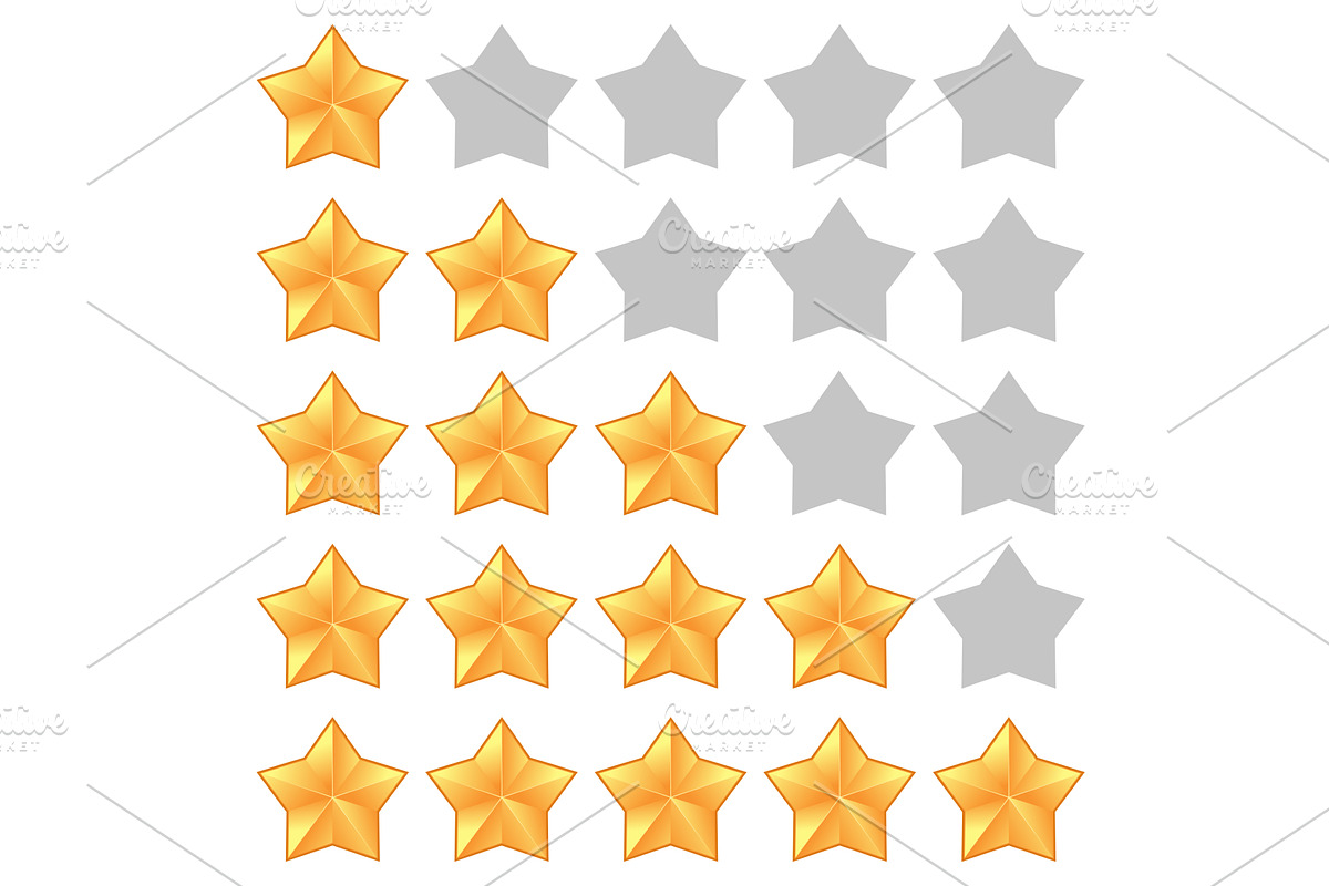 Five star rating. Different ranks, an Object Illustration by piter.goskov