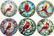 Round Cardinal Stained Glass Clipart, an Illustration by DreamCafeArt (Thumbnail 3 of 5)