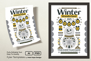 Winter Wonderland Party Flyer, a Flyer Template by Hole Hope Design