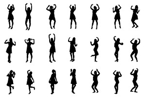 Silhouettes of Dancing Women