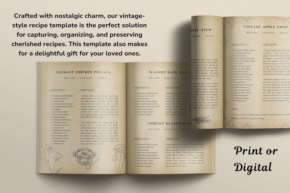 Vintage Recipe Template Canva, a Templates & Theme by OrganizationOasisRo (Photo 8 of 10)