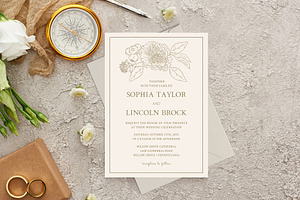 Gilded Formal Floral Wedding Templat, an Invitation Template by Creativetacos