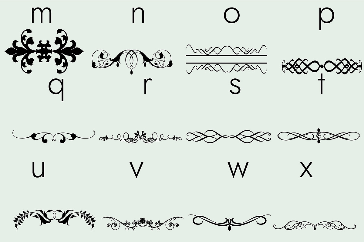 Flourishes Dividers &Swirls Dingbats, a Symbol Font by Minimalartstudio (Photo 6 of 9)
