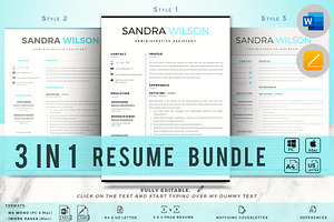 1, 2 & 3 Pages Word Resume Template