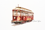 Vintage City Tram Watercolor Clipart, an Object Illustration by New-School-Wave (Thumbnail 2 of 5)