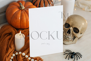 Halloween Party Invite Mockup PSD