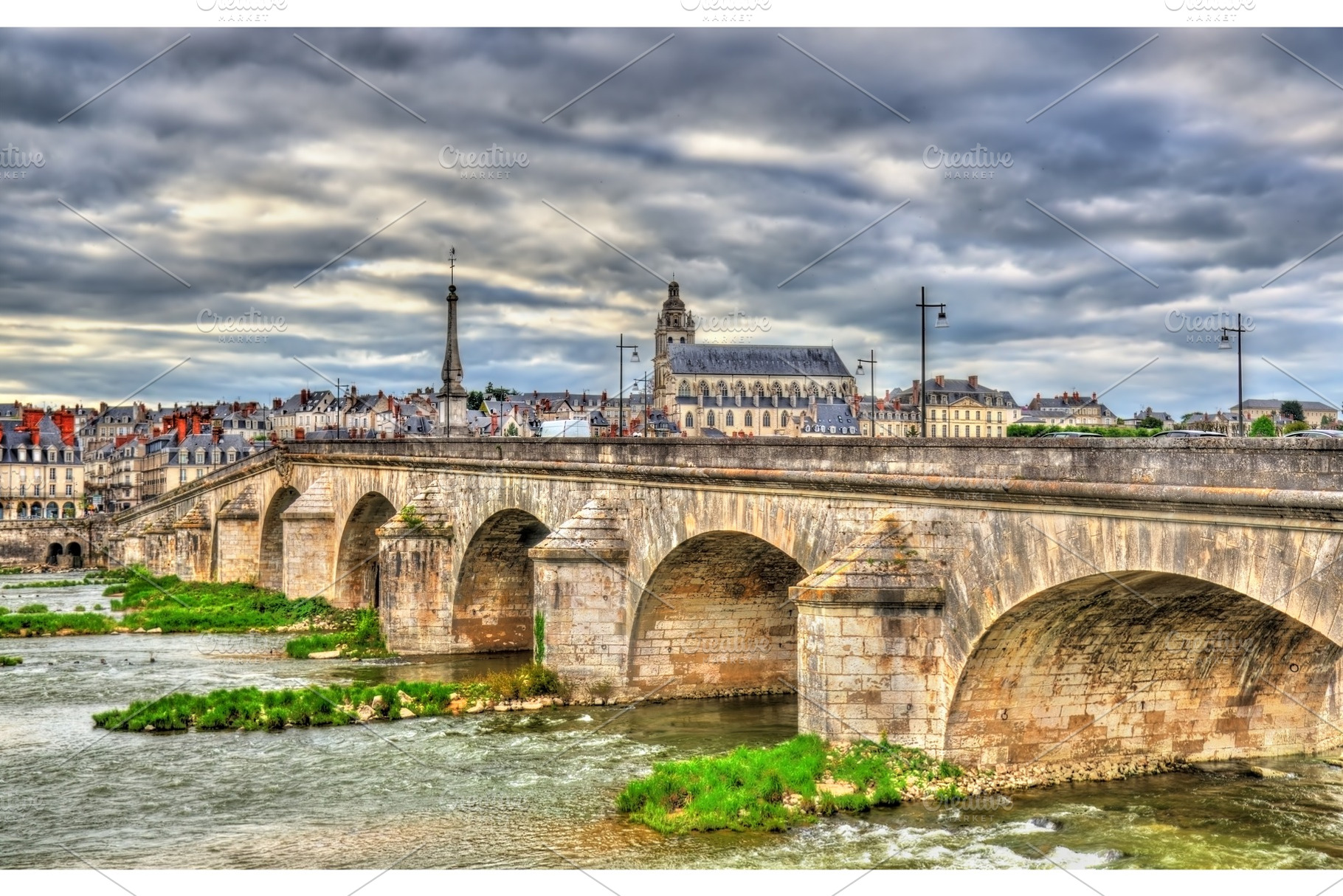 Jacques-Gabriel Bridge over the Loire in Blois, France, an Architecture Photo by Leonid Andronov