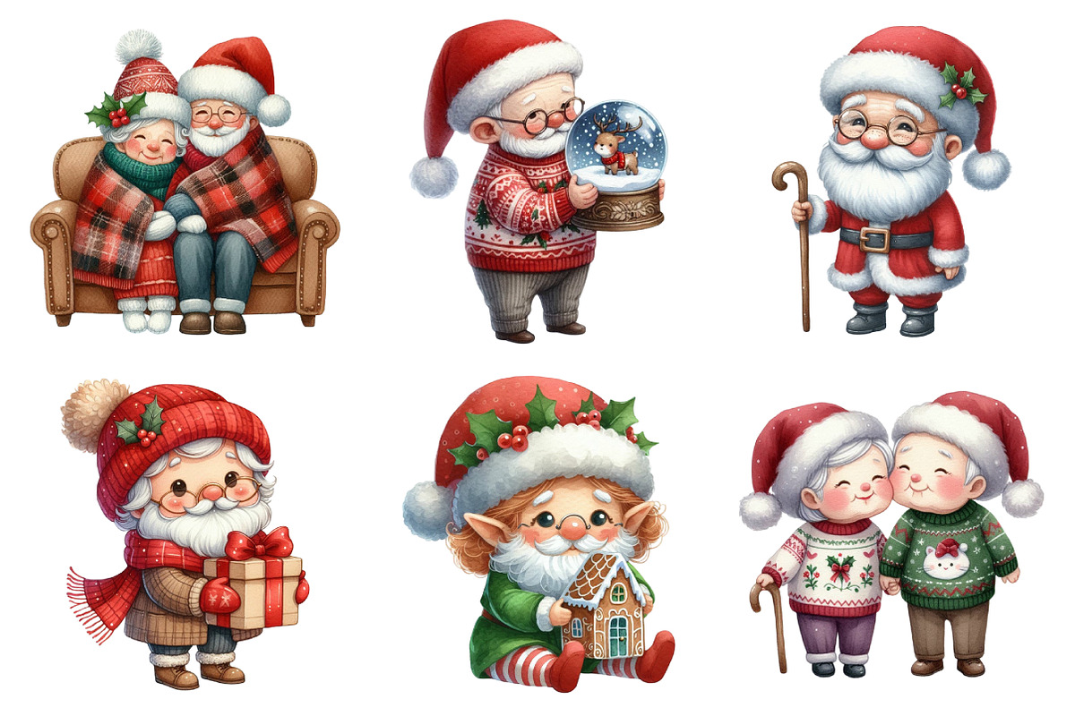 Christmas Elderly Clipart Set, an Illustration by Daily.Designs (Photo 5 of 5)