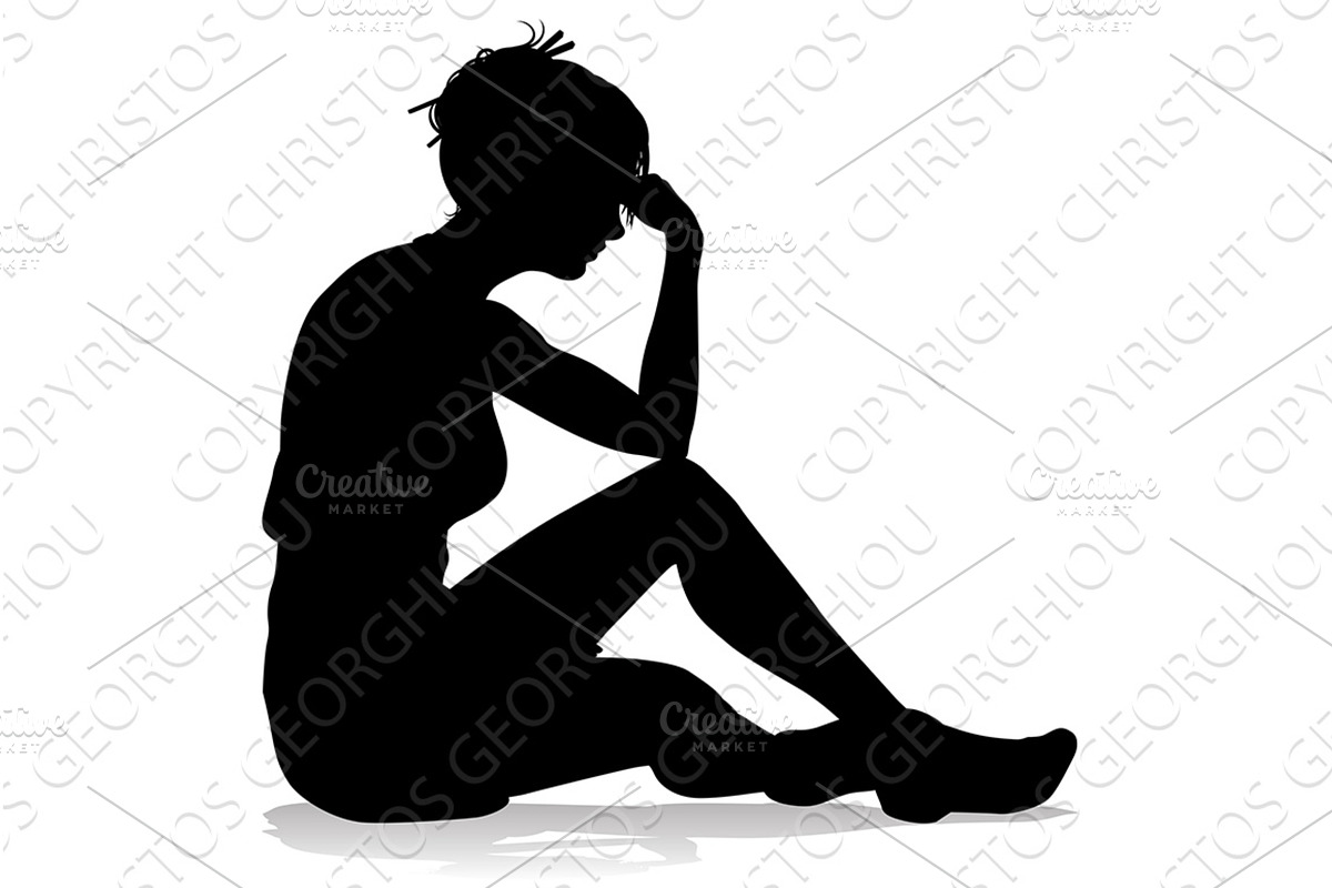 Woman Relaxed Sitting Thinking, a Person Illustration by Christos Georghiou