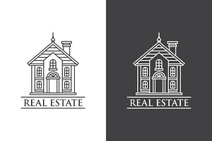 Real estate business line art logo, a Branding & Logo Template by Saba Vector