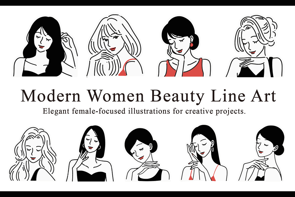 Modern Women Beauty Line Art, a Person Illustration by NOMO DESIGN (Photo 1 of 2)